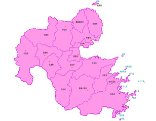 大分県　地図　ピンク　斑点　イラスト