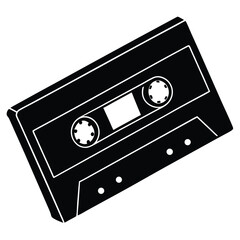 Naklejka premium Isolated Black Vector Musician using Element cassette tape With White Background