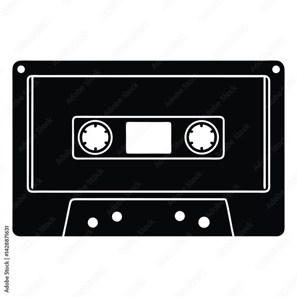 Poster isolated black vector musician using element cassette tape with white background