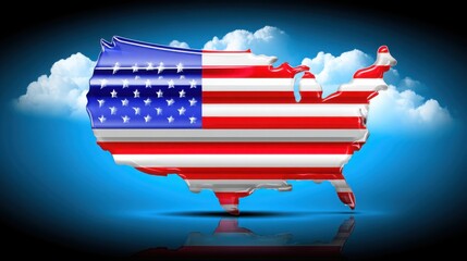 Iconic representation of the united states with the american flag symbolizing cloud workforce management and saas solutions