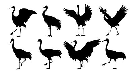 set of sandhill silhouette vector on white background