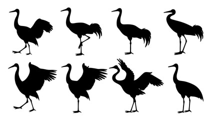 set of sandhill silhouette vector on white background