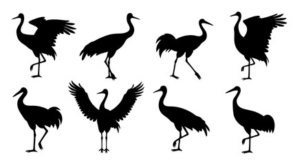 set of sandhill silhouette vector on white background