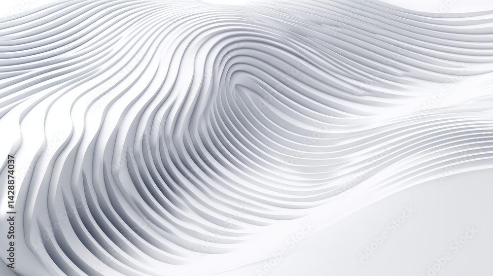 Poster abstract 3d illustration with dynamic technology line pattern and glowing light trails, representing