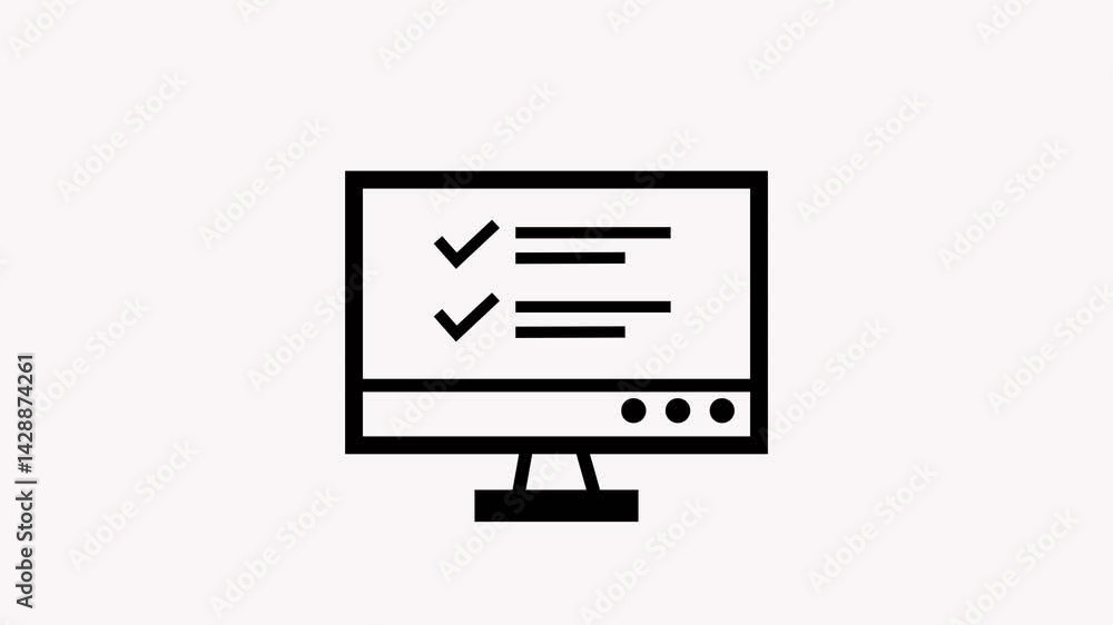 Poster computer monitor icon animation on a black background. monitor icon animation.