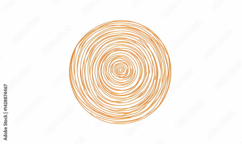 Poster minimalist hand-drawn circle line art with intricate spiral design in vector format
