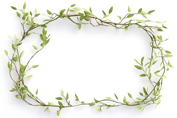 Willow Branch Frame on White Background for Natural Designs