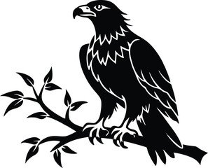 Obraz premium Eagle Perched on Branch Silhouette