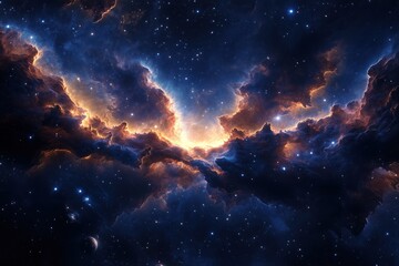Obraz premium Cosmic Clouds And Glowing Celestial Galaxy