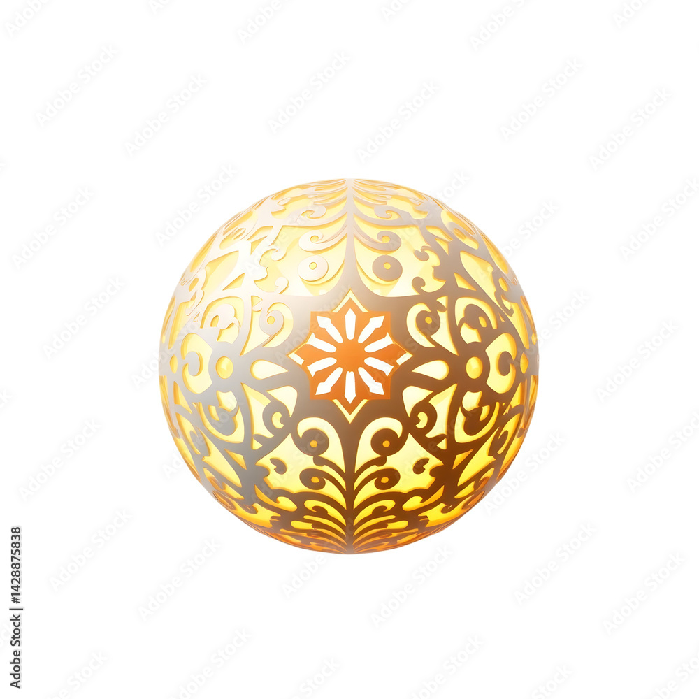 Fototapete glowing orb design, a 3d sphere with intricate patterns, isolated on white. perfect for abstract bac