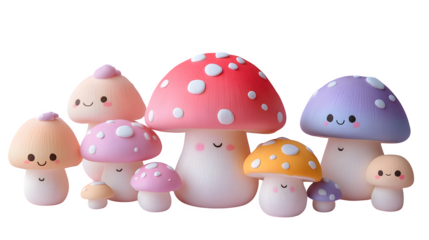 Mushroom forest friends in cute pastel aesthetic, sticker pack