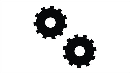Gears Icon – Black Silhouette of Two Interlocking Gears