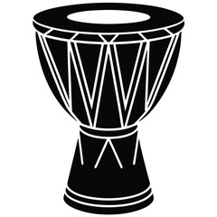 Isolated Black Vector Musician using Element djembe With White Background