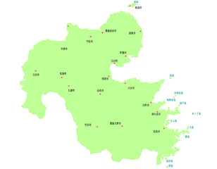 大分県　地図　黄緑　斑点　イラスト
