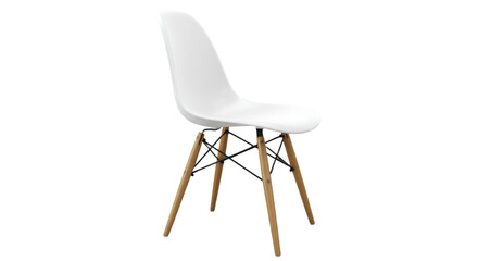 Fototapeta premium White plastic chair with wooden legs