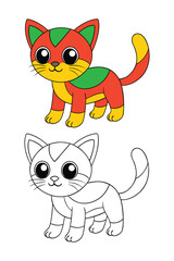 Cat coloring books vector illustration.