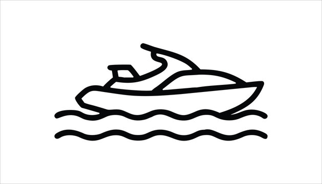 Jet Ski Vector Illustration on Water with Waves