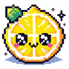 Obraz premium Cute Kawaii Lemon with Lime Pixel Art Illustration