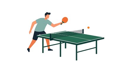 Fototapeta premium Dynamic table tennis scene with player hitting ball in mid-action illustration
