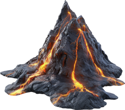 Glowing Lava Erupting from Volcano