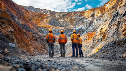 Miners Examining Rare Earth Minerals in a Mining Site, Extracting Valuable Resources for Technology Use 