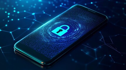 Smartphone displaying a digital padlock, symbolizing mobile security and data protection.