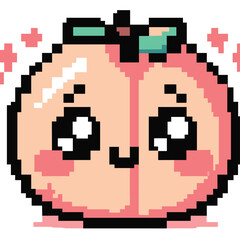 Fototapeta premium Cute Pixel Art Peach With Adorable Facial Expression