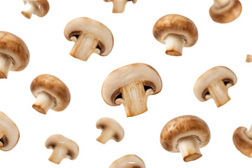 Brown mushrooms with a smooth cap and firm stems, showcasing their edible features in a visually appealing arrangement.