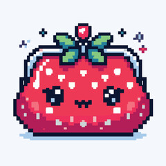 Fototapeta premium Cute Kawaii Strawberry Purse Pixel Art Illustration