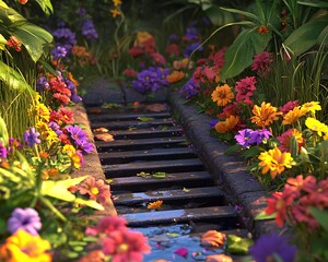 Obraz premium flower bed in the garden