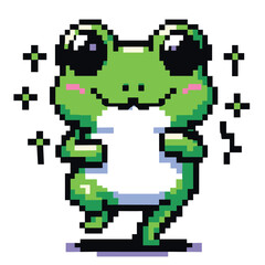 Obraz premium Cute Frog Pixel Art Illustration with Cheerful Expression