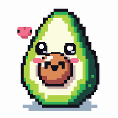 Fototapeta premium Cute Kawaii Avocado Pixel Art Illustration with Heart Emoji