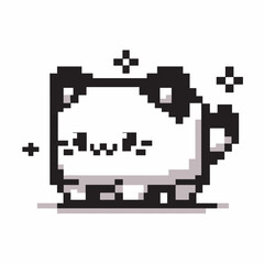 Obraz premium Pixel Art Cute Panda with Sparkles - Retro 8-bit Style Illustration