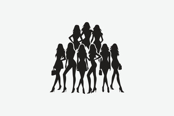 Friends chilling squad silhouette