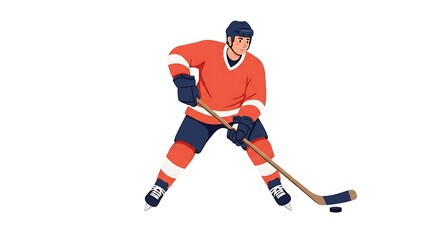 Fototapeta premium An ice hockey player ready to strike the puck, isolated on white background