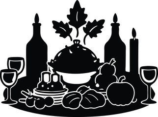 Thanksgiving Dinner Scene Silhouette