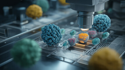 Self-assembling synthetic cells in a nanobot-controlled environment