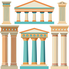 Fototapeta premium This vector illustration depicts an isolated ancient Greek column, a classic architectural pillar often seen in temples and symbolizing justice