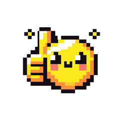 Cheerful Pixel Art Emoji Giving Thumbs Up in Retro Style