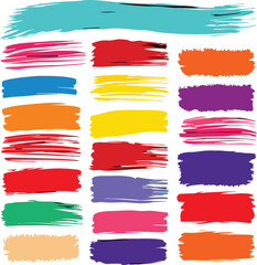 Watercolor art design set features vibrant brush strokes and paint splashes for banners and illustrations