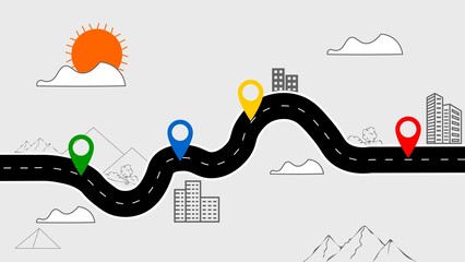 Roadmap Journey,Minimalistic illustration of a road