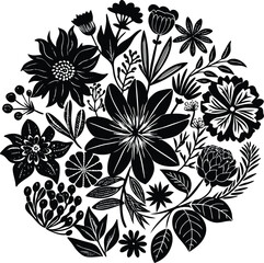 Seamless floral vector pattern with ornate blossoms and vintage leaf design