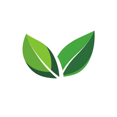 Obraz premium Logo design, green leaf shape, flat style, simple and elegant logo design with white background, minimalist vector graphics.
