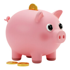 Obraz premium Pink Piggy Bank with Coin Slot and Eyes