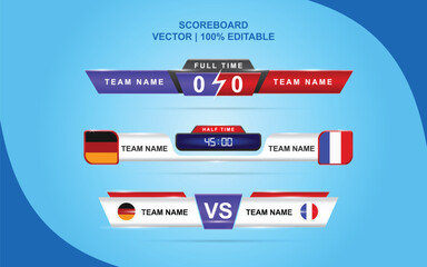 scoreboard vector for sport, esport, game result. vector illustration editable