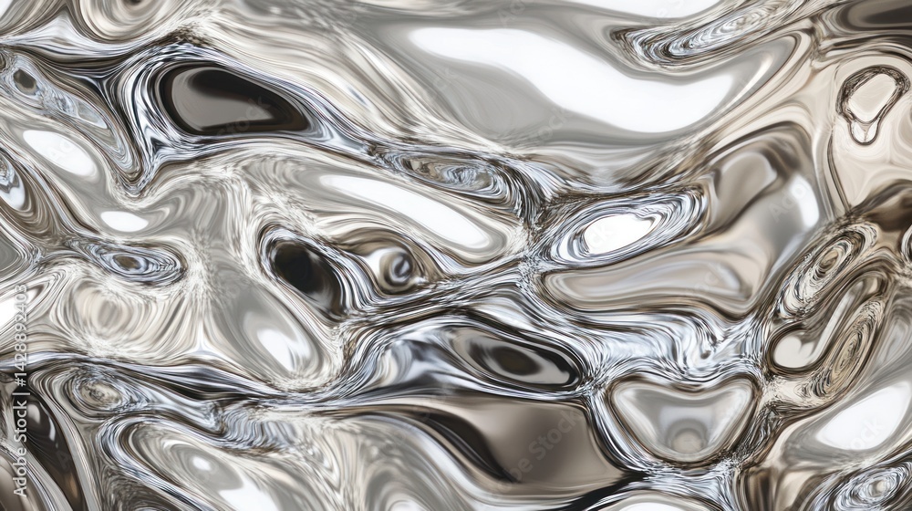 Poster a captivating abstract composition showcasing flowing molten metal with swirling patterns and subtle