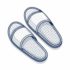 Design bold vector artwork of bathroom slippers; thick outlines, high contrast, suitable for print.  Include various styles.