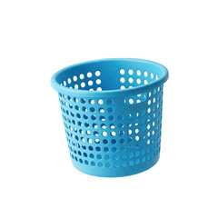 blue laundry basket with holes