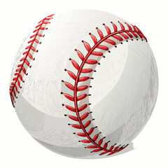 Design a bold, vector illustration of a classic baseball with a strongly emphasized outline.  Include realistic stitching detail.