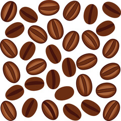 A seamless pattern of dark roasted coffee beans creates a rich brown texture, suggesting a strong aroma and the promise of a caffeinated espresso drink